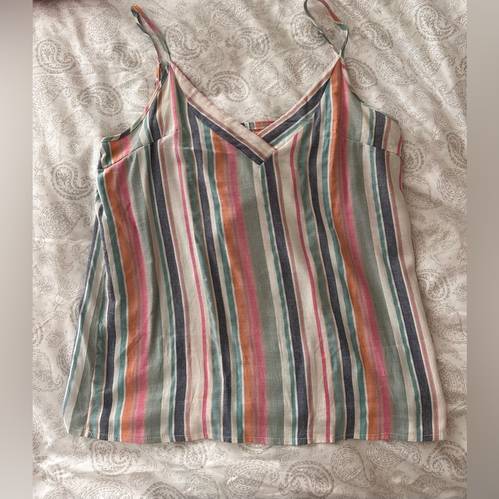 SHEIN Multicolor Vertical Stripe V-Neck Tank